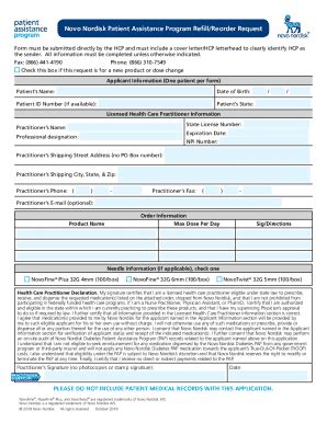 Noo Nordisk Patient Assistance Program efill/eorder/Change equest